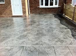 Concrete driveway with decorative stamped pattern